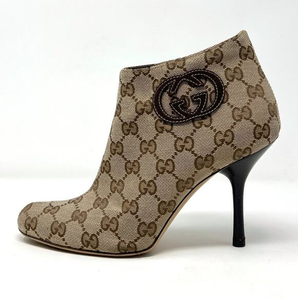 Gucci Vintage Monogram GG Canvas Booties with Stiletto Heel – Size 7B - Picture 1 of 11